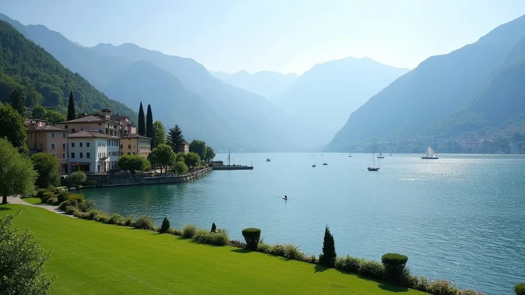 tranquil towns by lake
